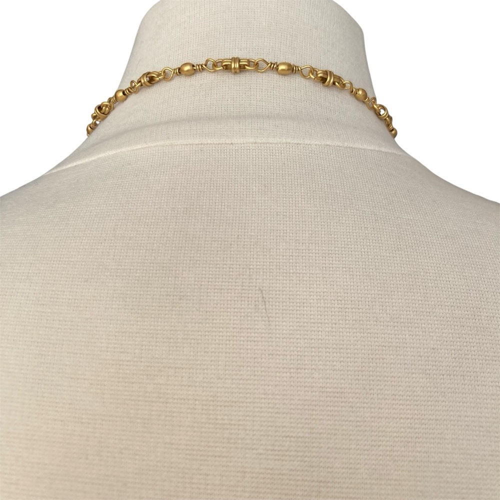 BRINKER + ELIZA | ‘Tall Tale` Fish Necklace 24K Antique Gold Plated Handmade - Picture 3 of 7